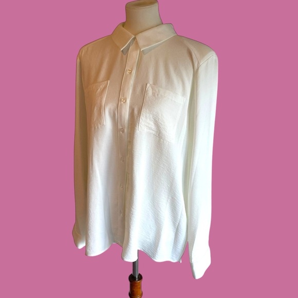 Calvin Klein textured sheer button up blouse - Picture 12 of 12